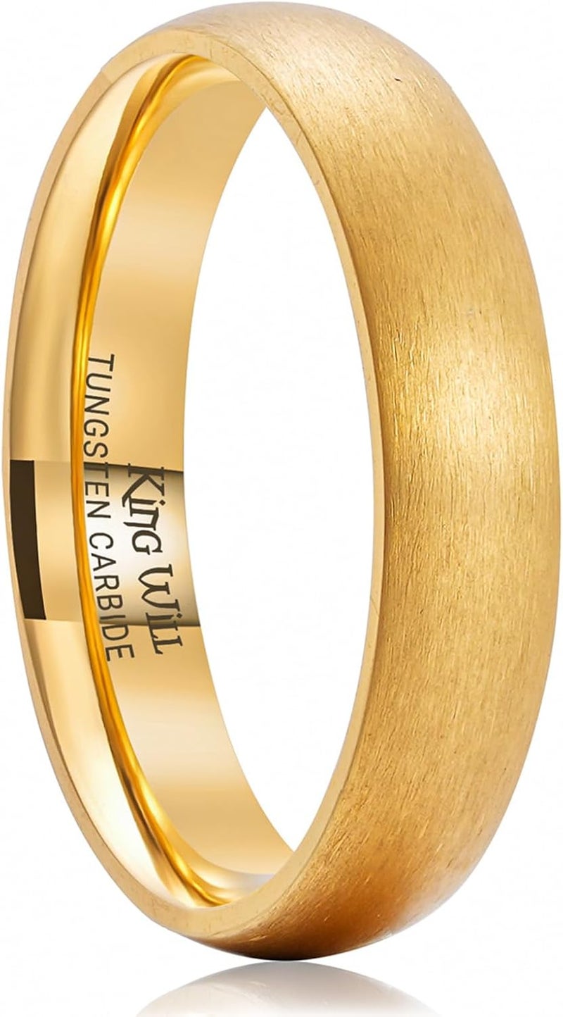 King Will Titanium Wedding Band for Men Women-Sliver/Black/Gold Plated Pure Titanium Wedding Ring, 3-9mm Widths Available Brushed Matte Design Comfort Fit Size 4-16 - Image 1